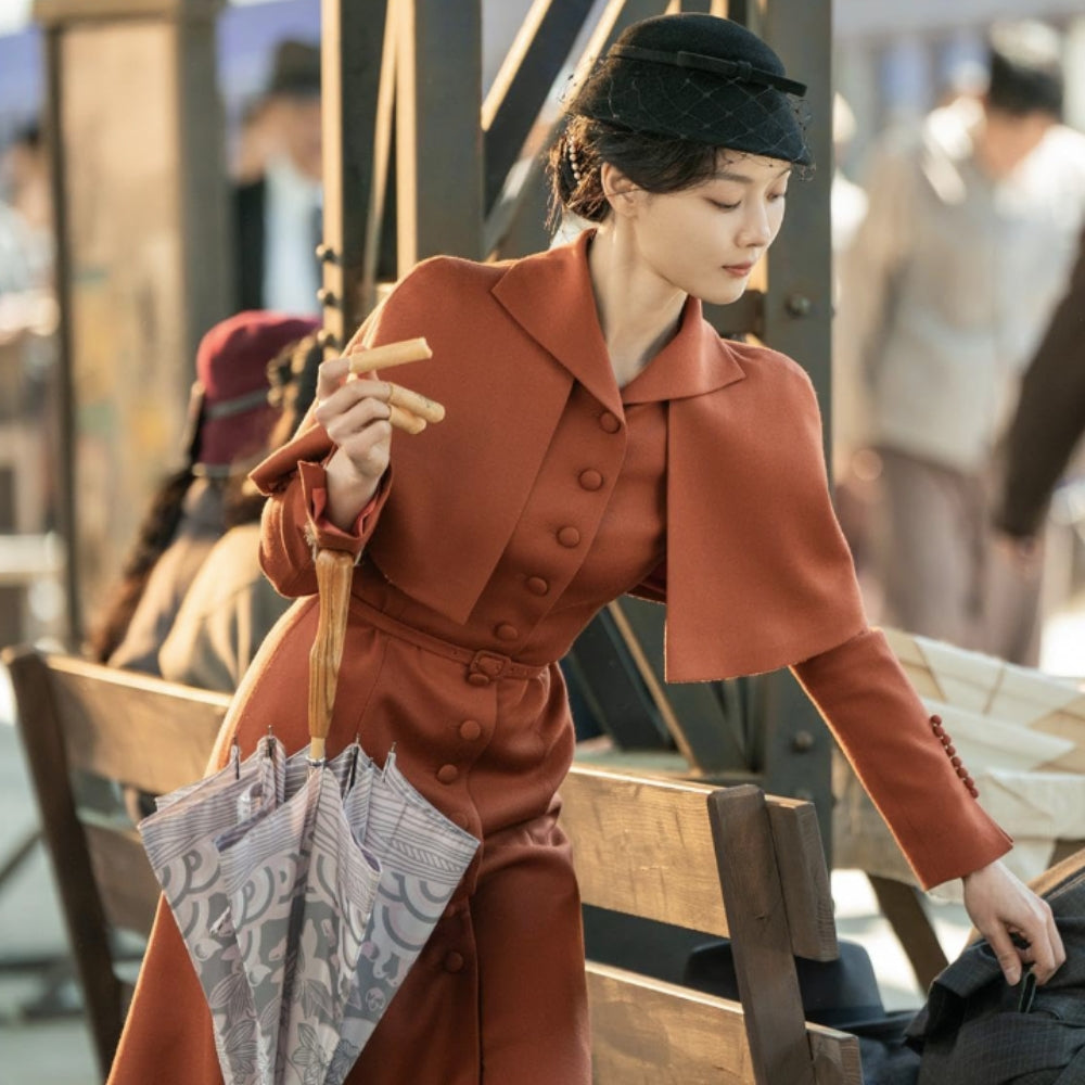 100 Days of Lies Lee Ga-gyeong Orange Capelet Coat