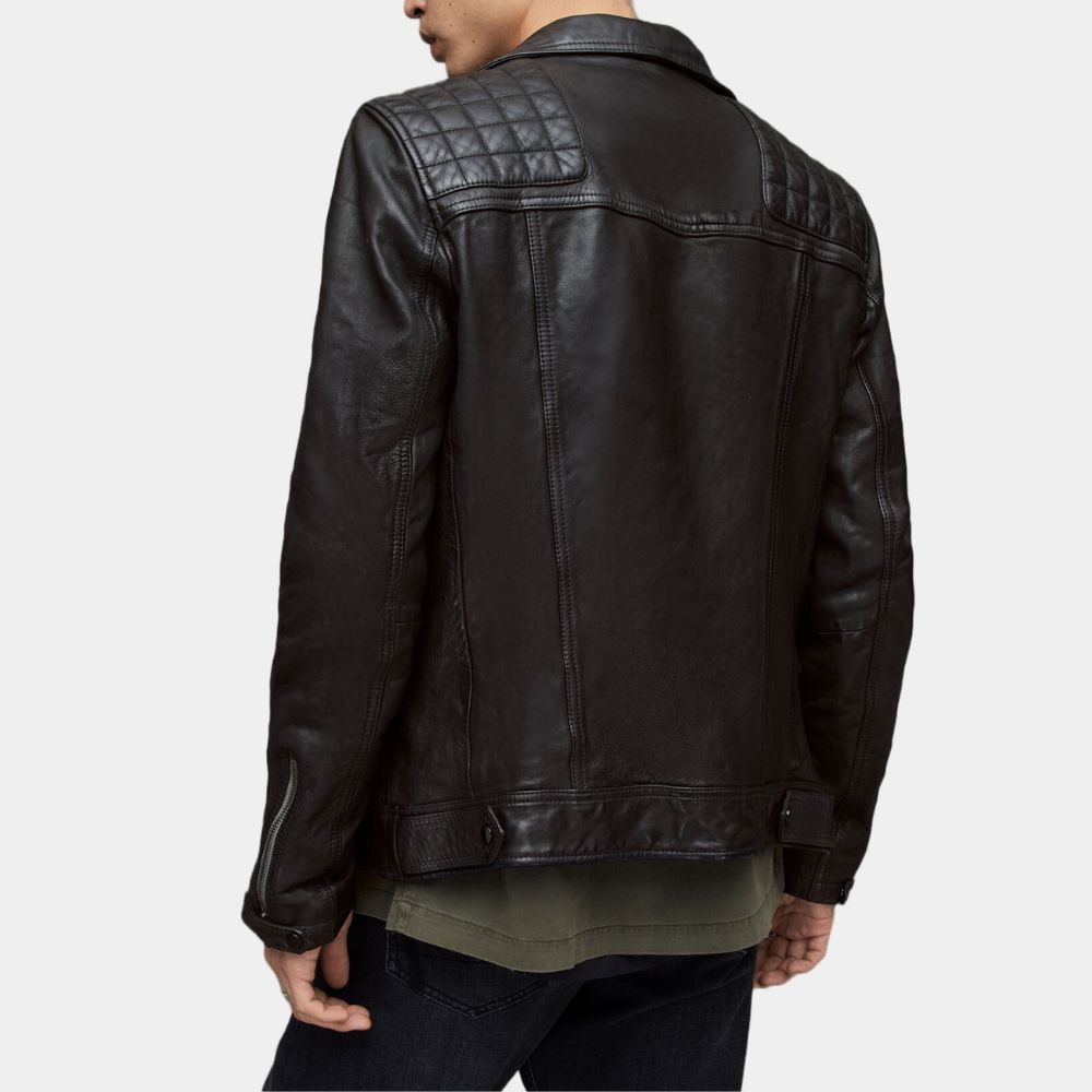 13 Reasons Why Christian Navarro Wore this Black Leather Biker Jacket - Back View