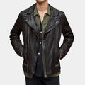13 Reasons Why Christian Navarro Wore this Black Leather Biker Jacket - Front View