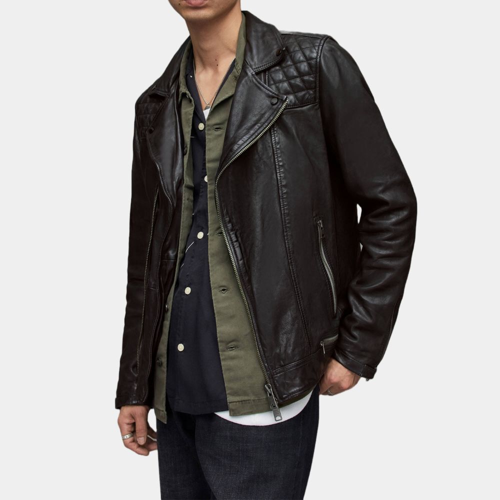 13 Reasons Why Christian Navarro Wore this Black Leather Biker Jacket - Side View