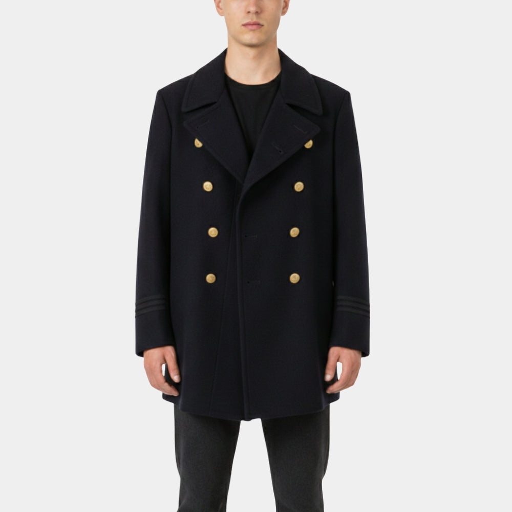 1957 NYPD  Vintage Police Regulation Choker Wool Blend Coat - Front View