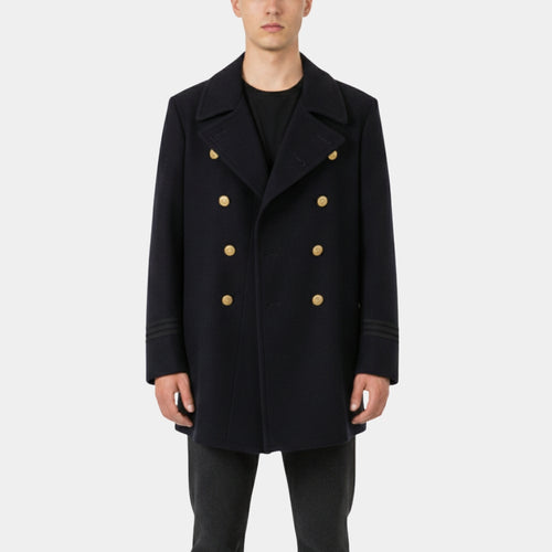 1957 NYPD  Vintage Police Regulation Choker Wool Blend Coat - Front View