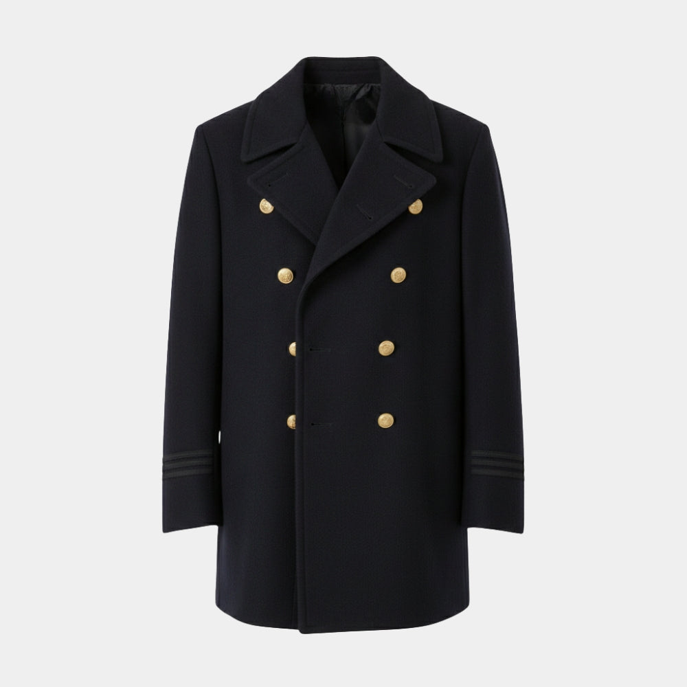 1957 NYPD  Vintage Police Regulation Choker Wool Blend Coat - Mannequin Front View
