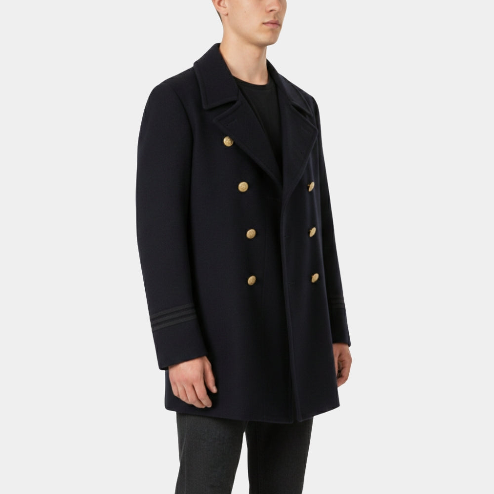 1957 NYPD  Vintage Police Regulation Choker Wool Blend Coat - Side View