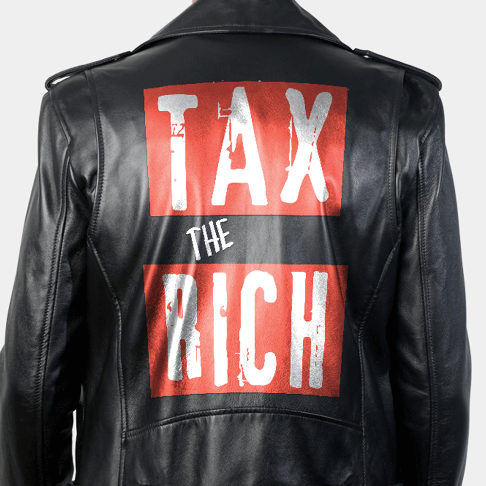 Tax the Rich Leather Biker Jacket image 1