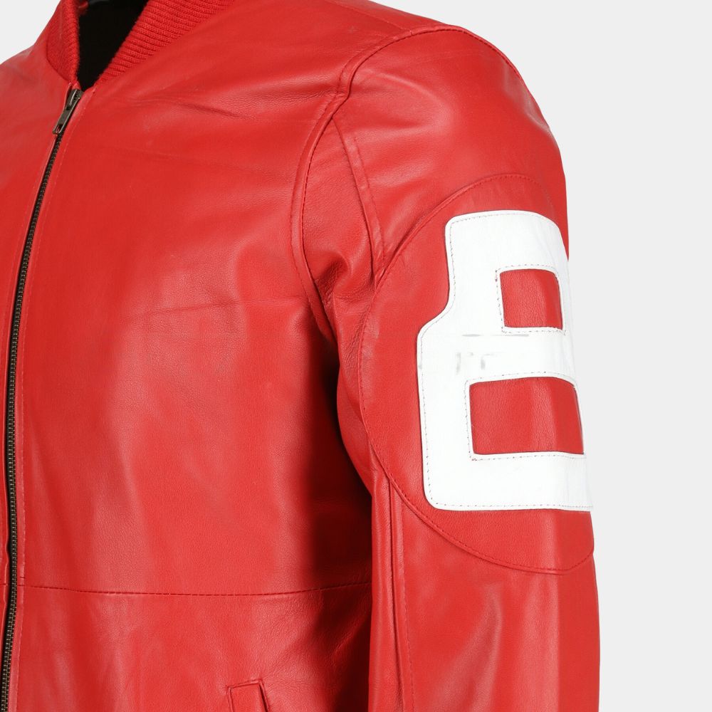 8 Ball Embrace Your Energy with the 8 Ball Leather Jacket - Mannequin Side Logo View