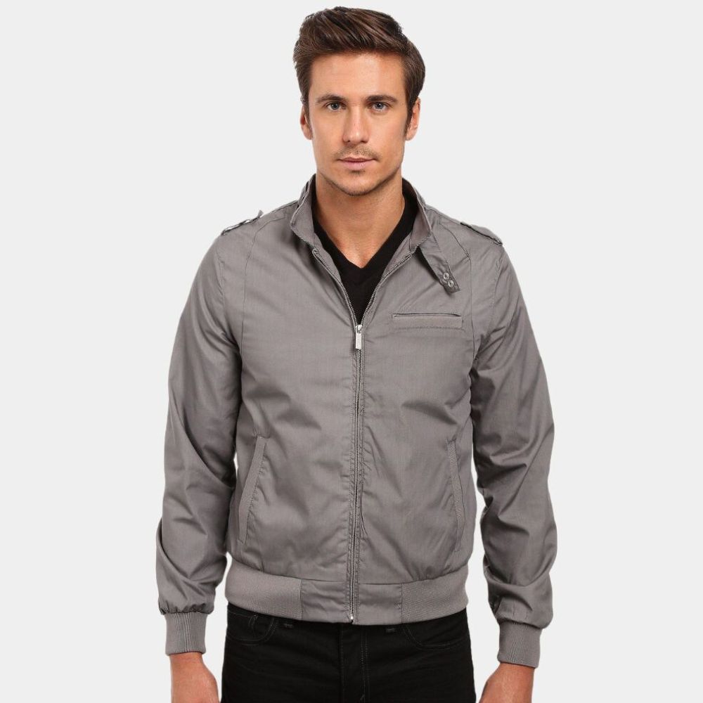 AIR Matt Damon Grey Cotton Harrington Jacket - Front View