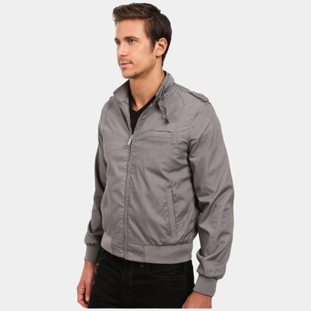 AIR Matt Damon Grey Cotton Harrington Jacket - Side View