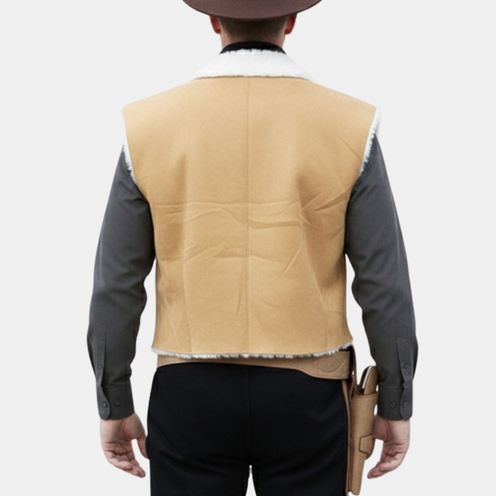 A Fistful of Dollars  Clint Eastwood Leather Vest aka Suede Leather Spaghetti Western Vest - Back View