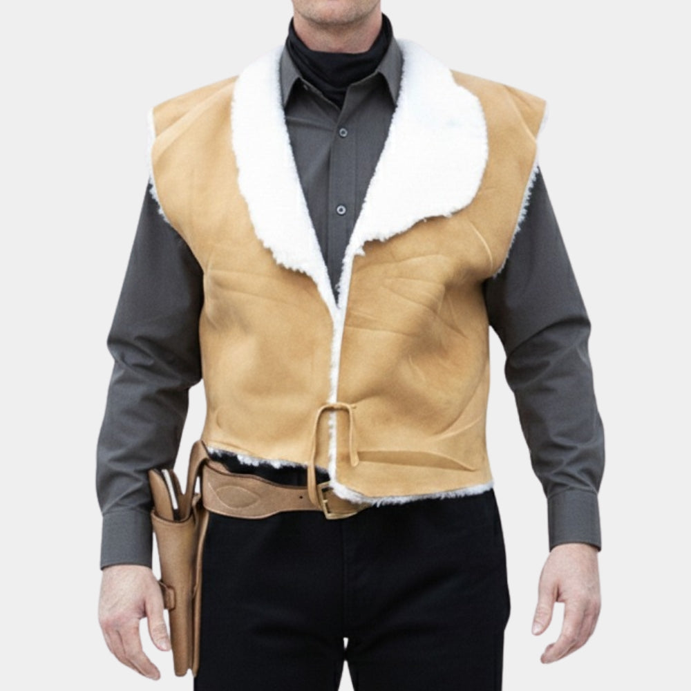 A Fistful of Dollars  Clint Eastwood Leather Vest aka Suede Leather Spaghetti Western Vest - Front View