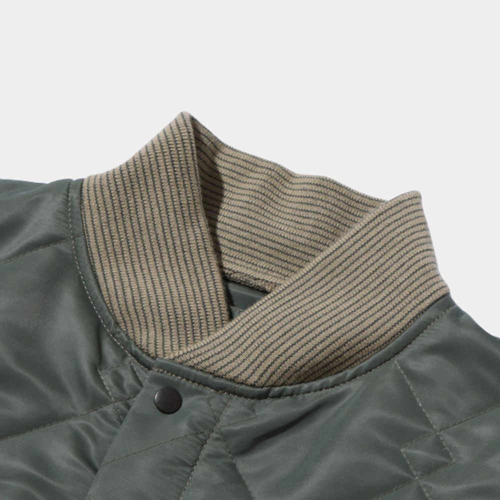 A Working Man Jason Statham aka Levon Cade Quilted Bomber Jacket - Mannequin Collar View