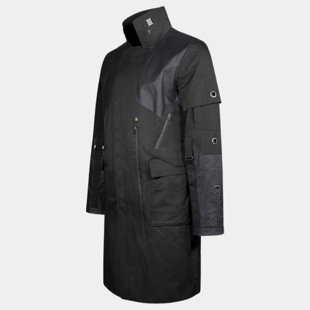 Adam Jensen  Deus Ex Mankind Divided Black Long Coat - Mannequin Side View