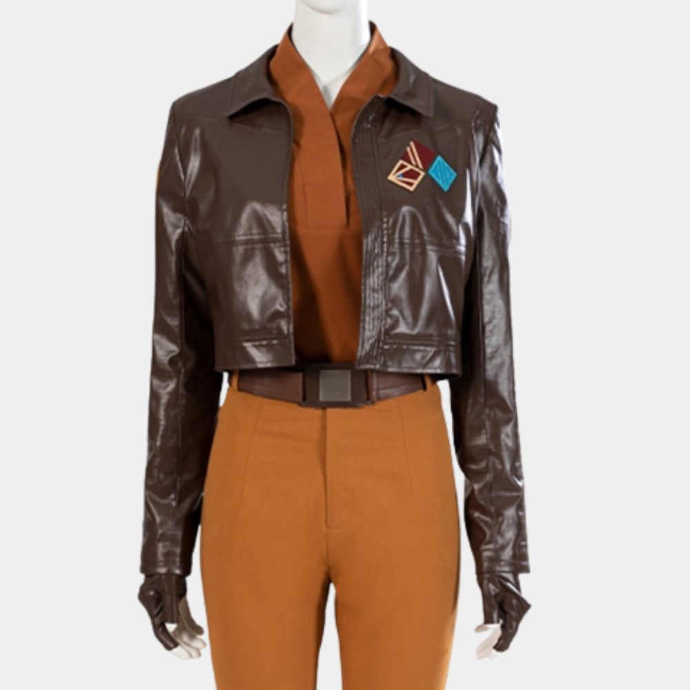 Ahsoka  Sabine Wren Tan Leather Jacket - Mannequin Front View