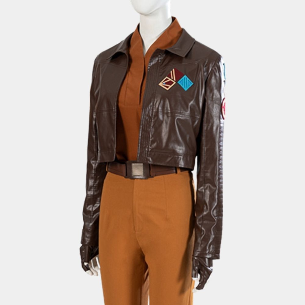 Ahsoka  Sabine Wren Tan Leather Jacket - Mannequin Side View