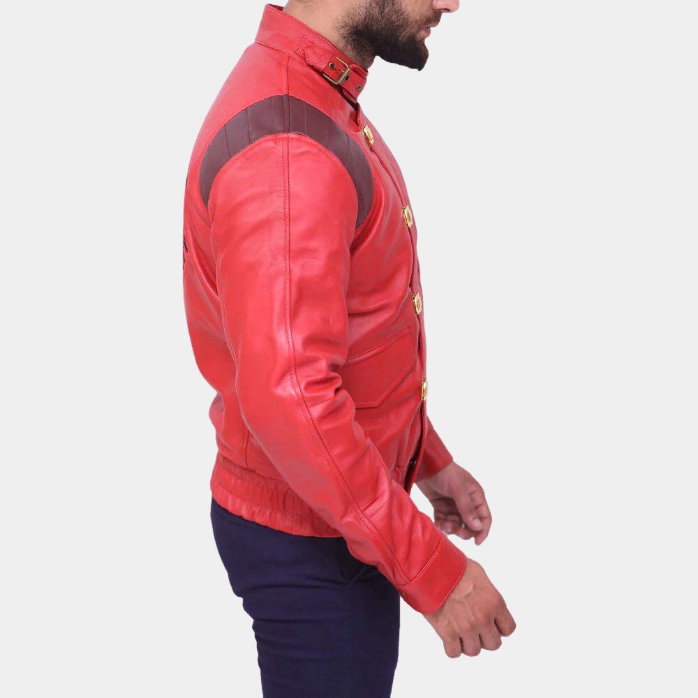 Akira Red/Black Leather Capsule Jacket - Side Posture View