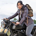 Alaqua Cox Echo aka Maya Lopez Quilted Brown Leather Biker Jacket - Side View