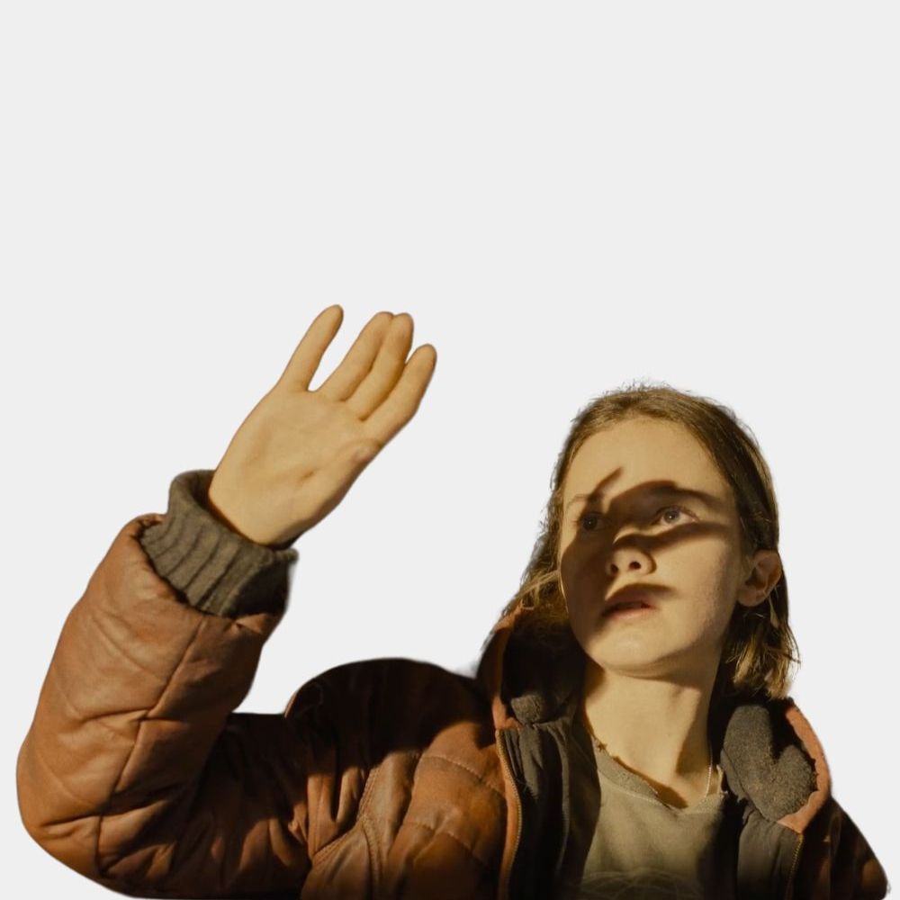 Alien Romulus Cailee Spaeny Brown Leather Puffer Jacket - Character Front View