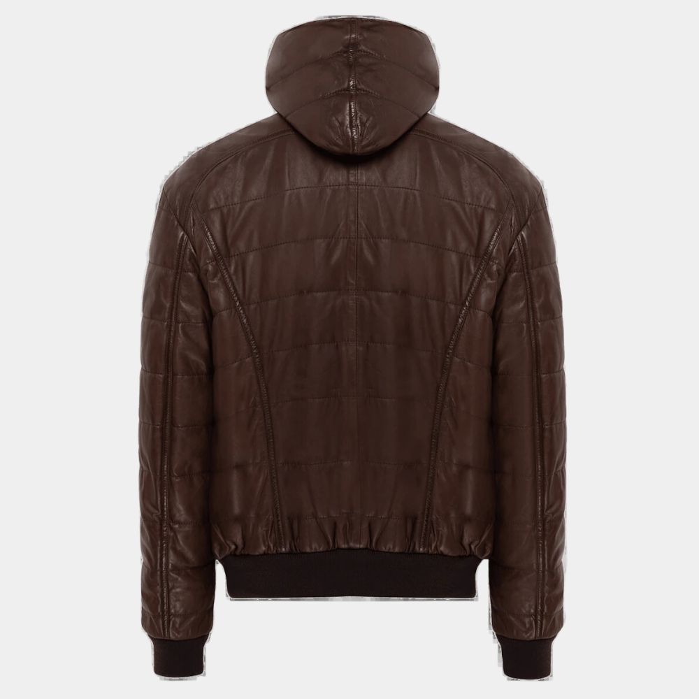 Alien Romulus Cailee Spaeny Brown Leather Puffer Jacket - Mannequin Back View
