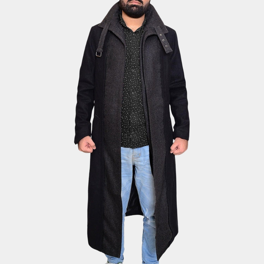 Altered Carbon  Takeshi Kovacs aka Joel Kinnaman Black Wool Coat - Front View