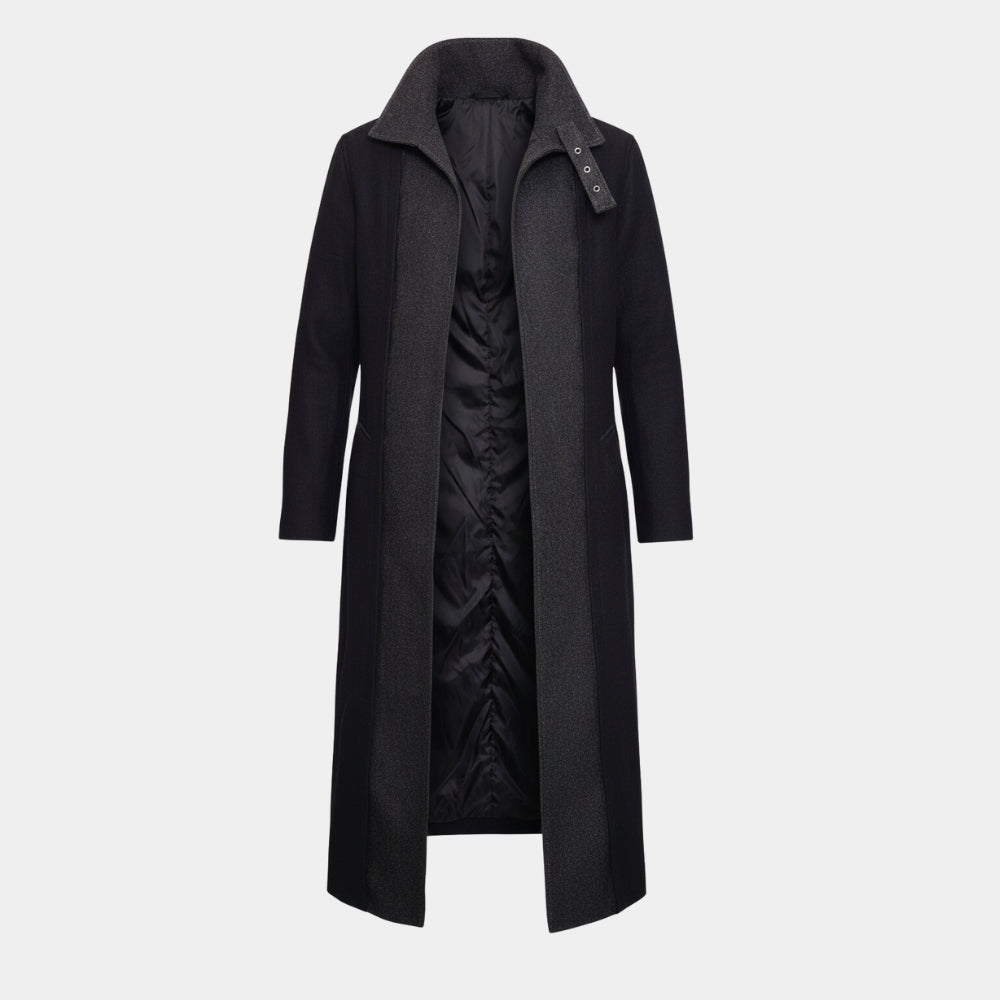 Altered Carbon  Takeshi Kovacs aka Joel Kinnaman Black Wool Coat - Mannequin Front View