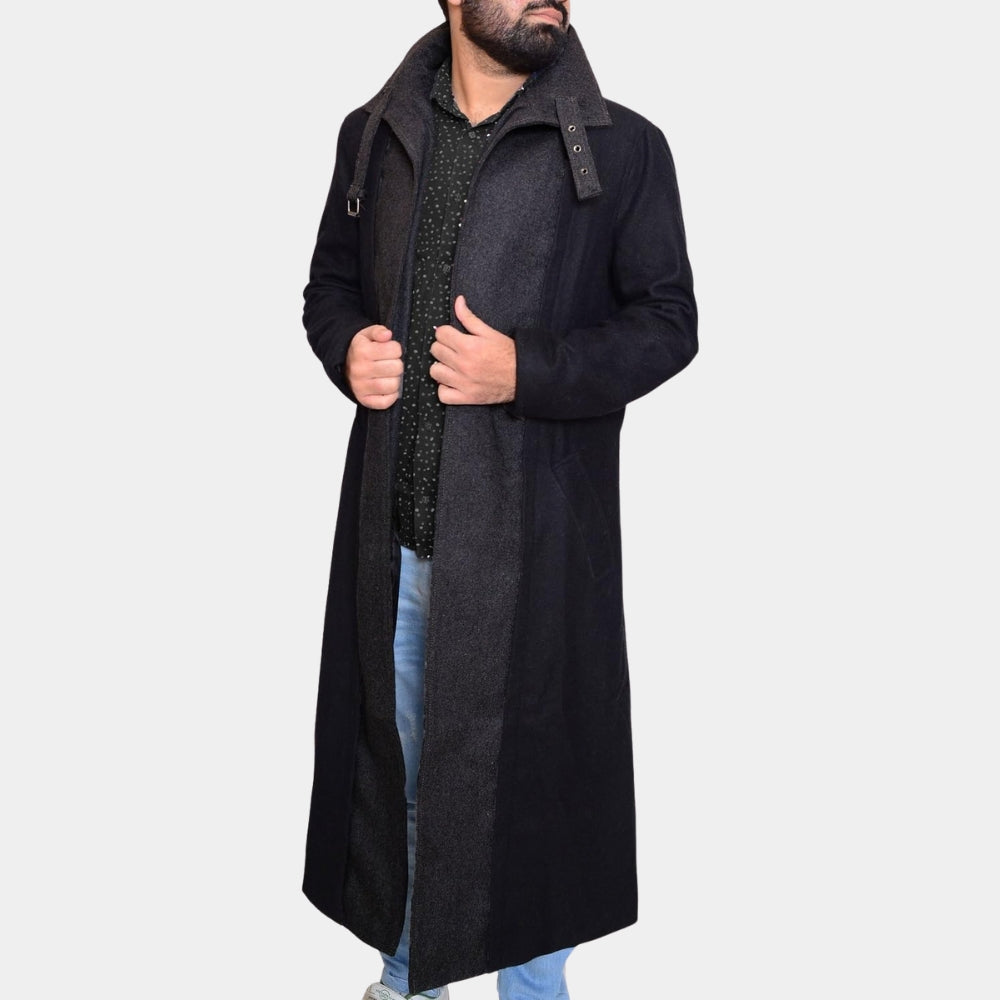 Altered Carbon  Takeshi Kovacs aka Joel Kinnaman Black Wool Coat - Side View
