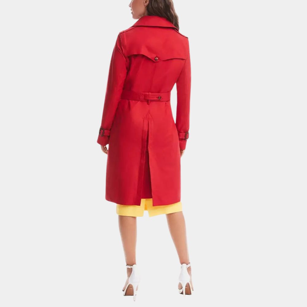 Amanda Lucas  Alice Braga Red Cotton Duster Trench Coat - Back View