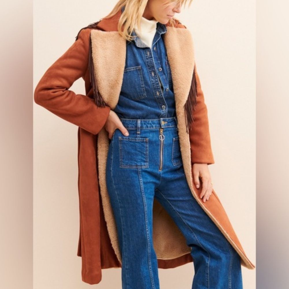 Americana Penny Jo Poplin (Sydney Sweeney) Fringe Coat - Front View