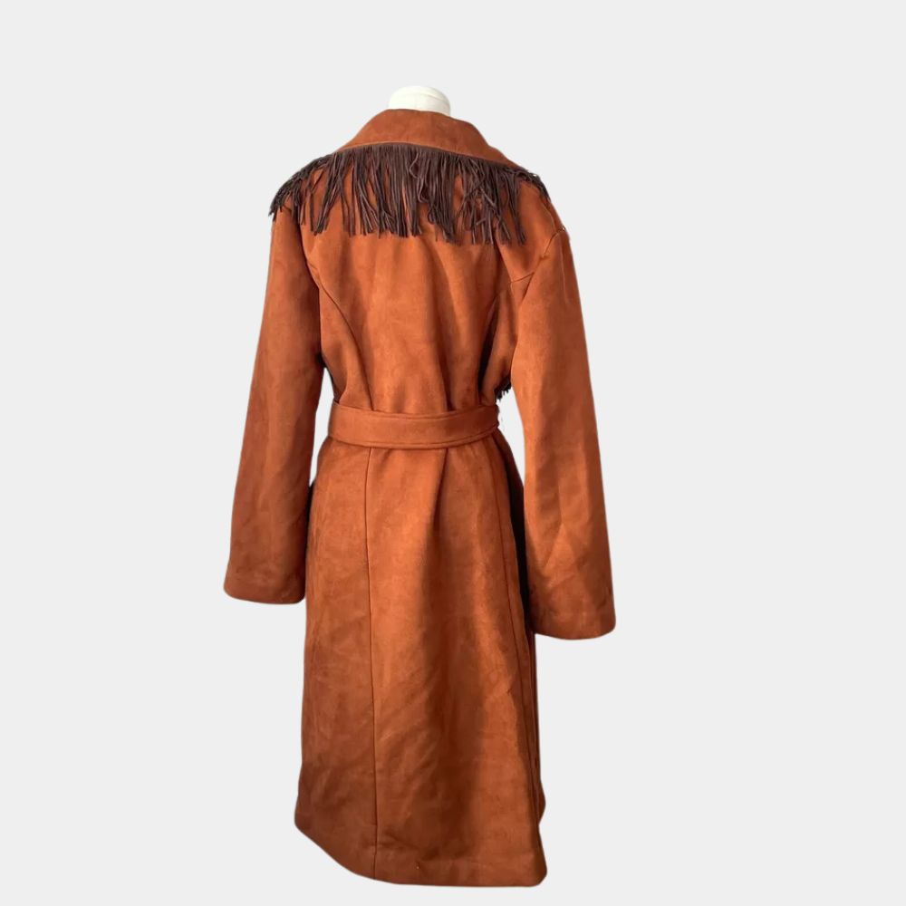 Americana Penny Jo Poplin (Sydney Sweeney) Fringe Coat - Mannequin Back View