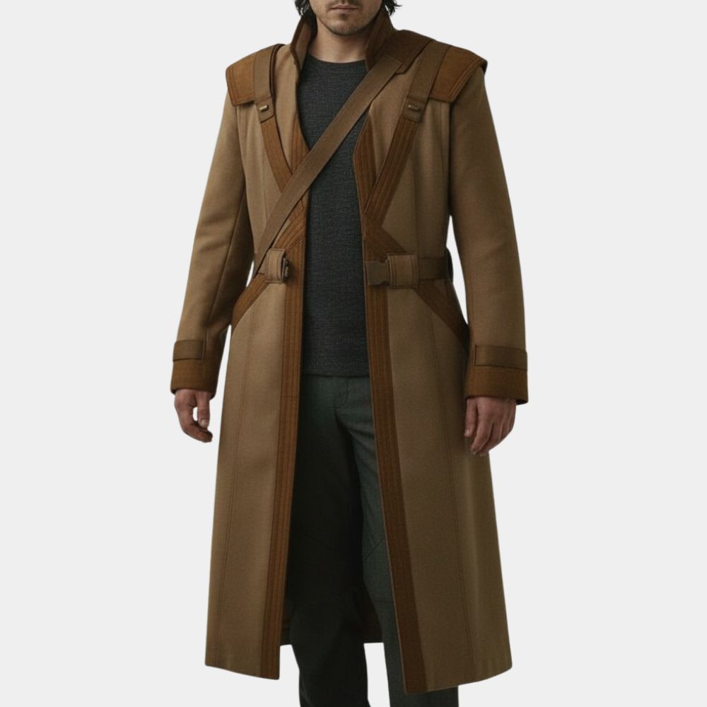 Andor Season 02  Andor Diego Luna (Cassian Andor) Tan Cotton Trench Coat - Front View