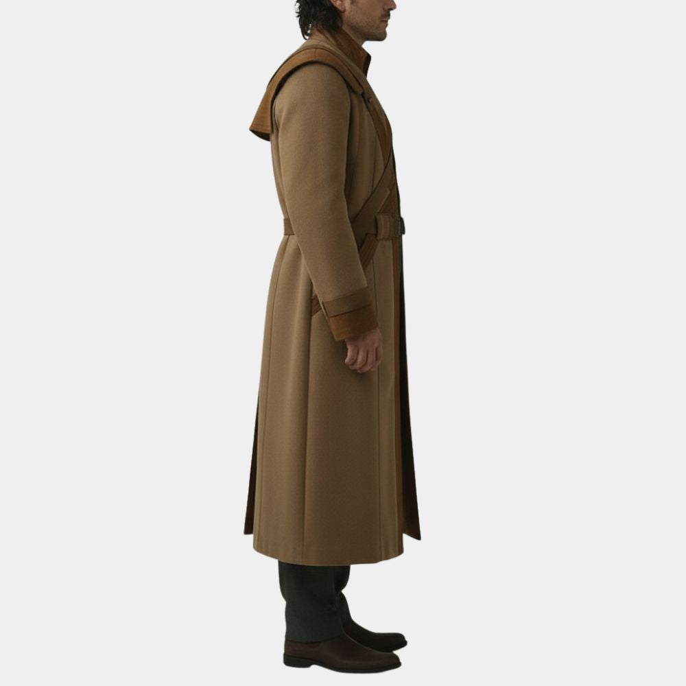 Andor Season 02  Andor Diego Luna (Cassian Andor) Tan Cotton Trench Coat - Side View