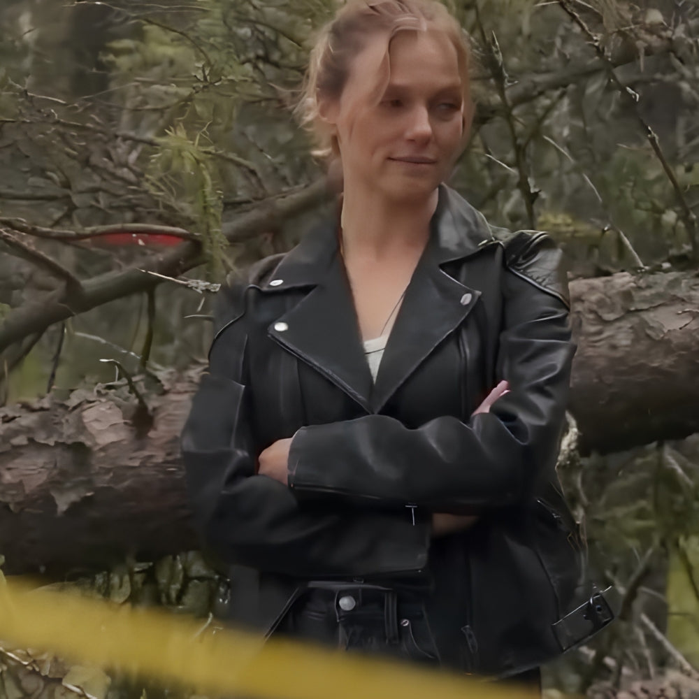 Anna Pigeon Tracy Spiridakos Black Leather Jacket