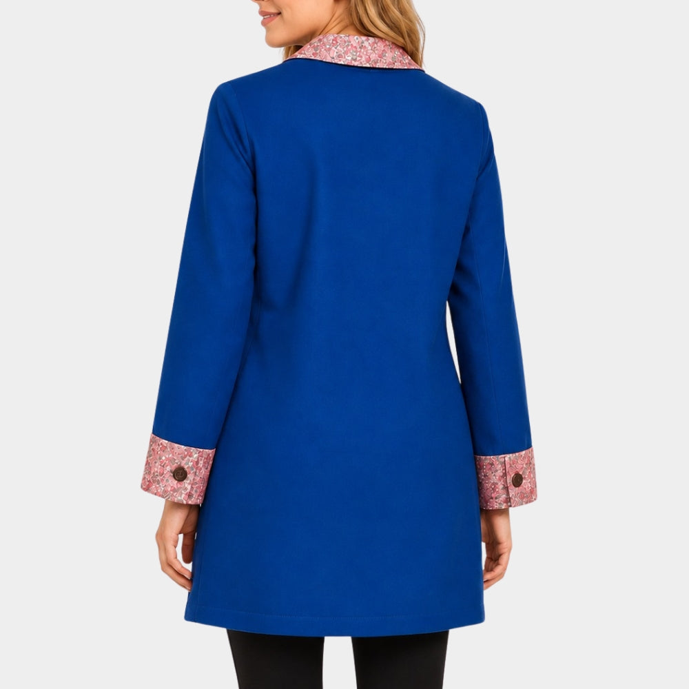 Anne Hathaway Blue Cotton Coat
