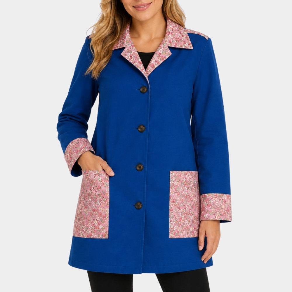 Anne Hathaway Blue Cotton Coat