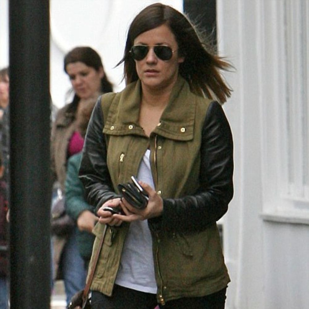 Army Green Cotton Parka Jacket with Leather Sleeves - Front View