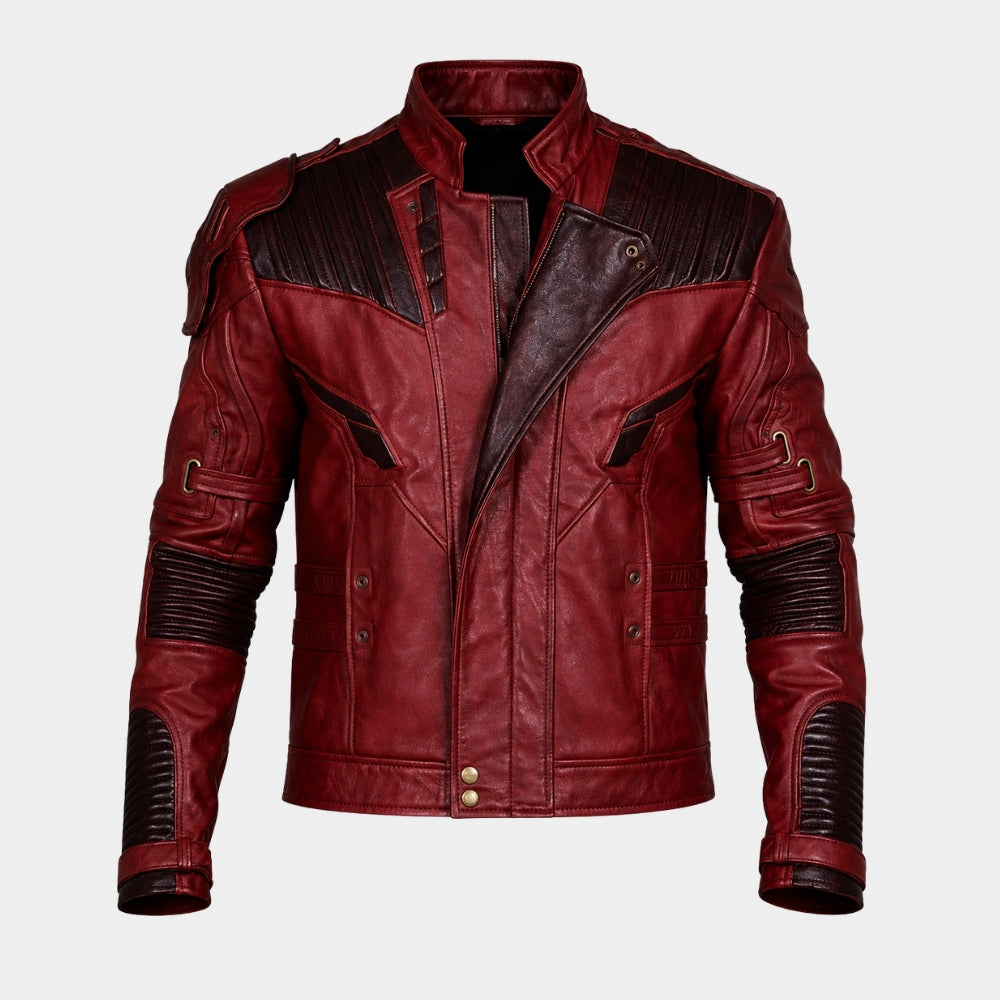 Avengers Endgame Star Lord Maroon Leather Jacket
