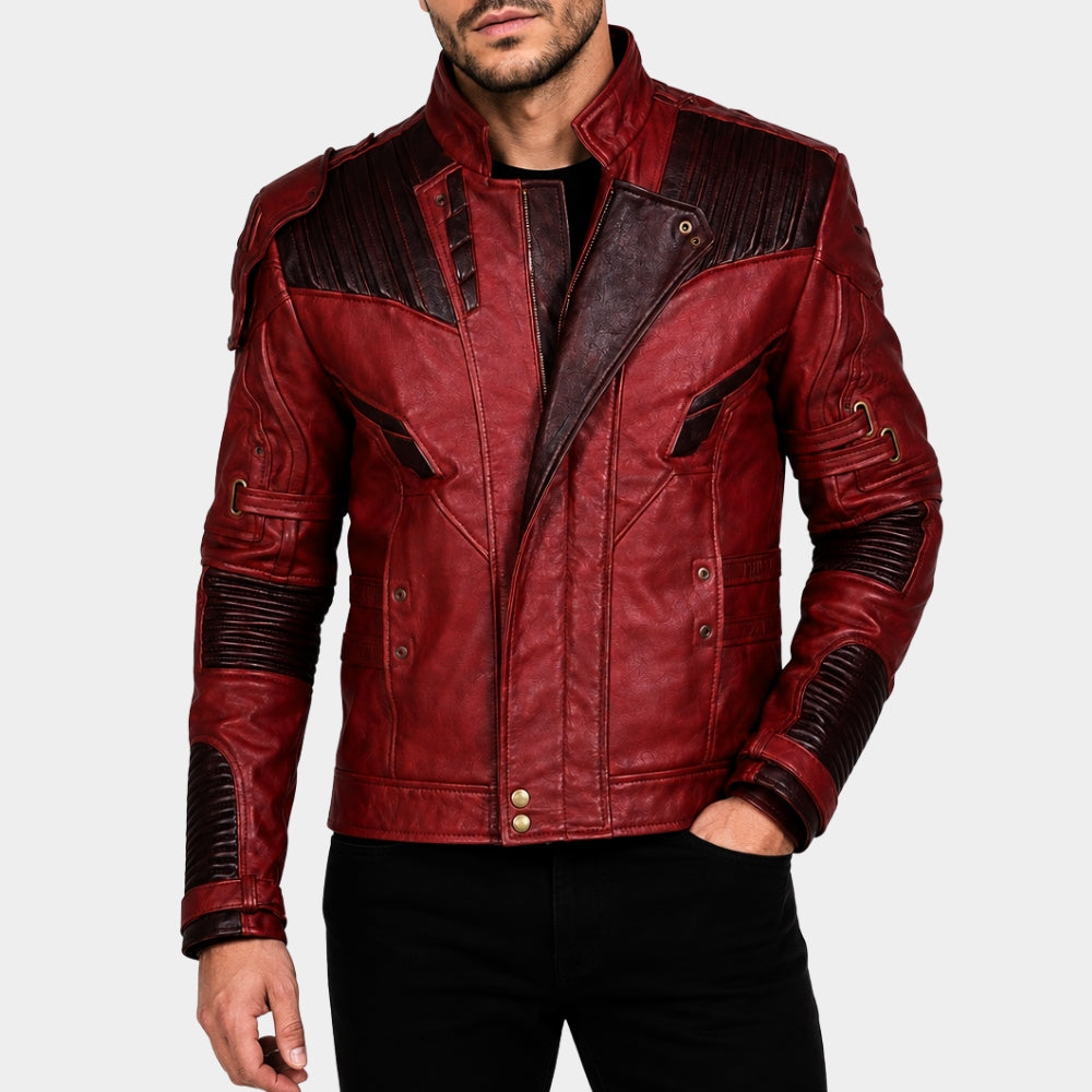 Avengers Endgame Star Lord Maroon Leather Jacket