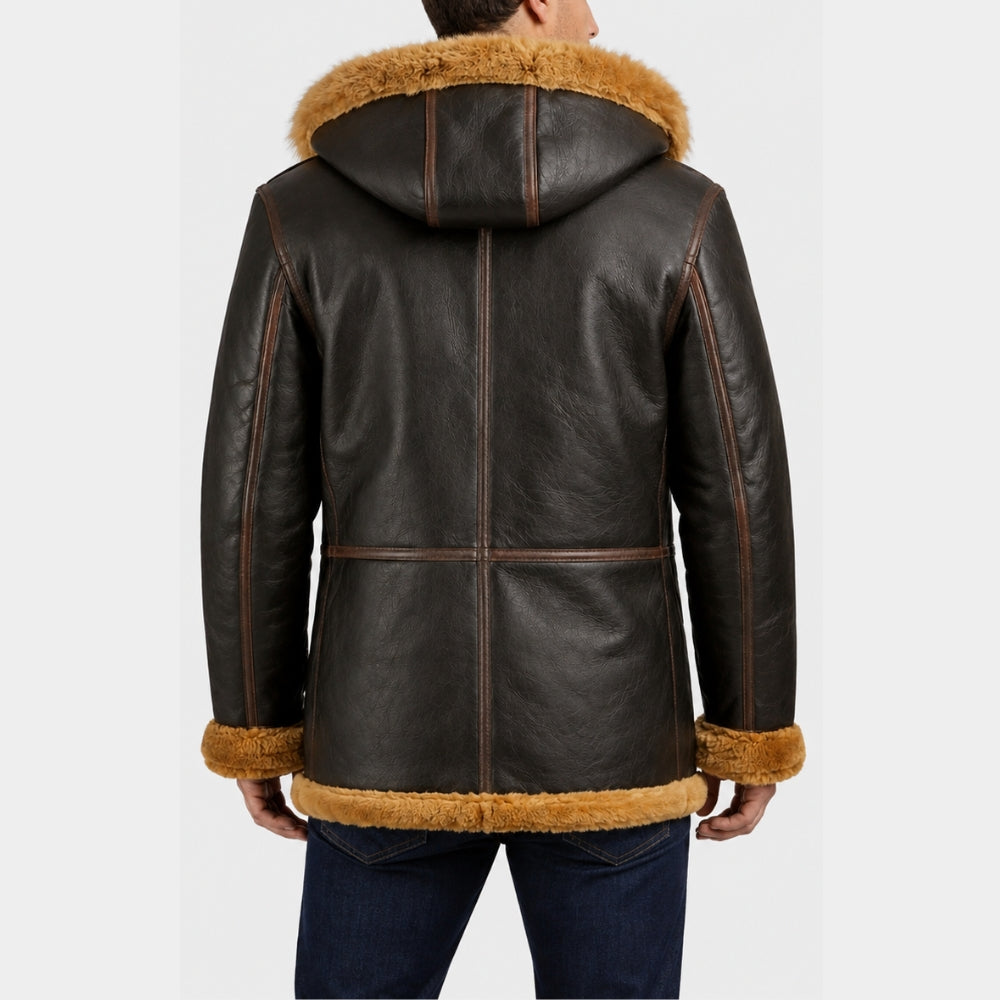 WWII B-7 Flying Vintage Parka Brown Leather Jacket