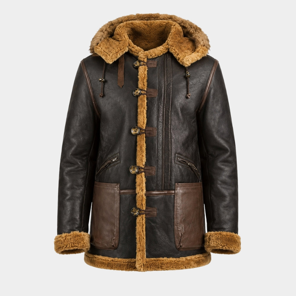 WWII B-7 Flying Vintage Parka Brown Leather Jacket