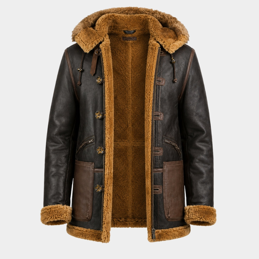 WWII B-7 Flying Vintage Parka Brown Leather Jacket