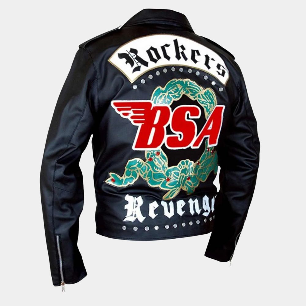 BSA FAITH George Michael Rockers Revenge Leather Jacket - Mannequin Back Posture View