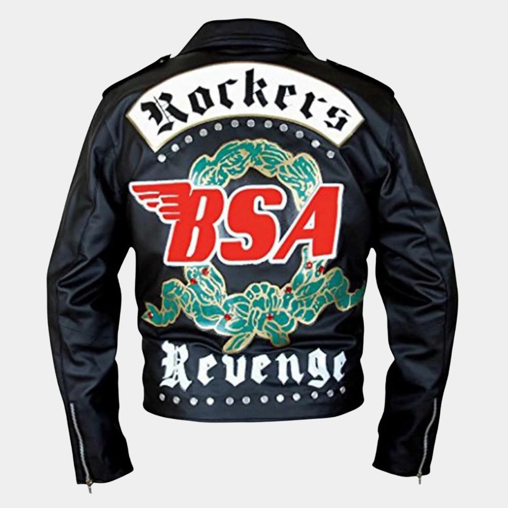 BSA FAITH George Michael Rockers Revenge Leather Jacket - Mannequin Back View
