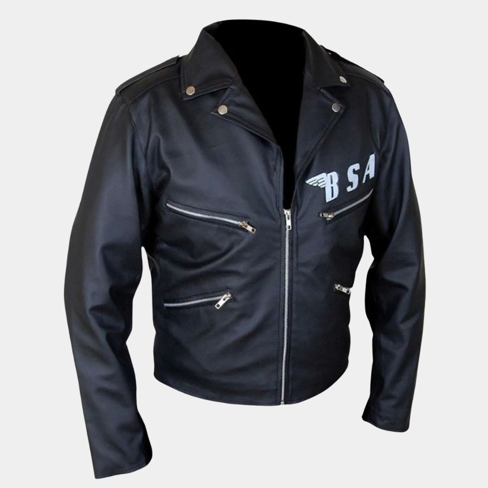 BSA FAITH George Michael Rockers Revenge Leather Jacket - Mannequin Front Posture View