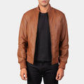 Bad Boys Ride or Die Marcus Burnett Tan Leahter Bomber Jacket - Front View