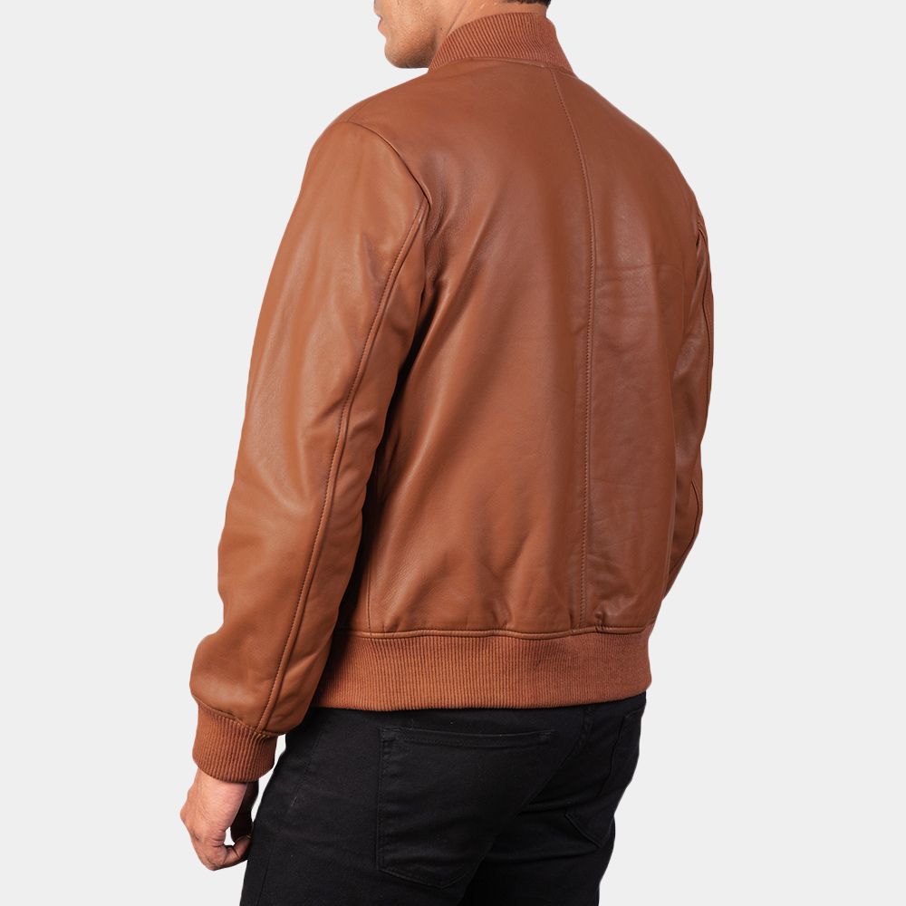Bad Boys Ride or Die Marcus Burnett Tan Leahter Bomber Jacket - Posture Back View