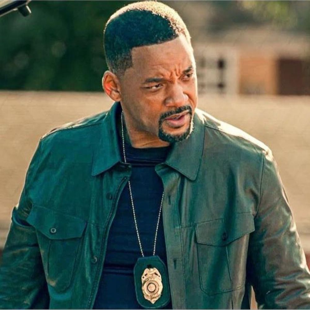 Bad Boys Ride or Die Mike Lowrey Black Leahter Trucker Style Jacket - Character Front Close - Up View