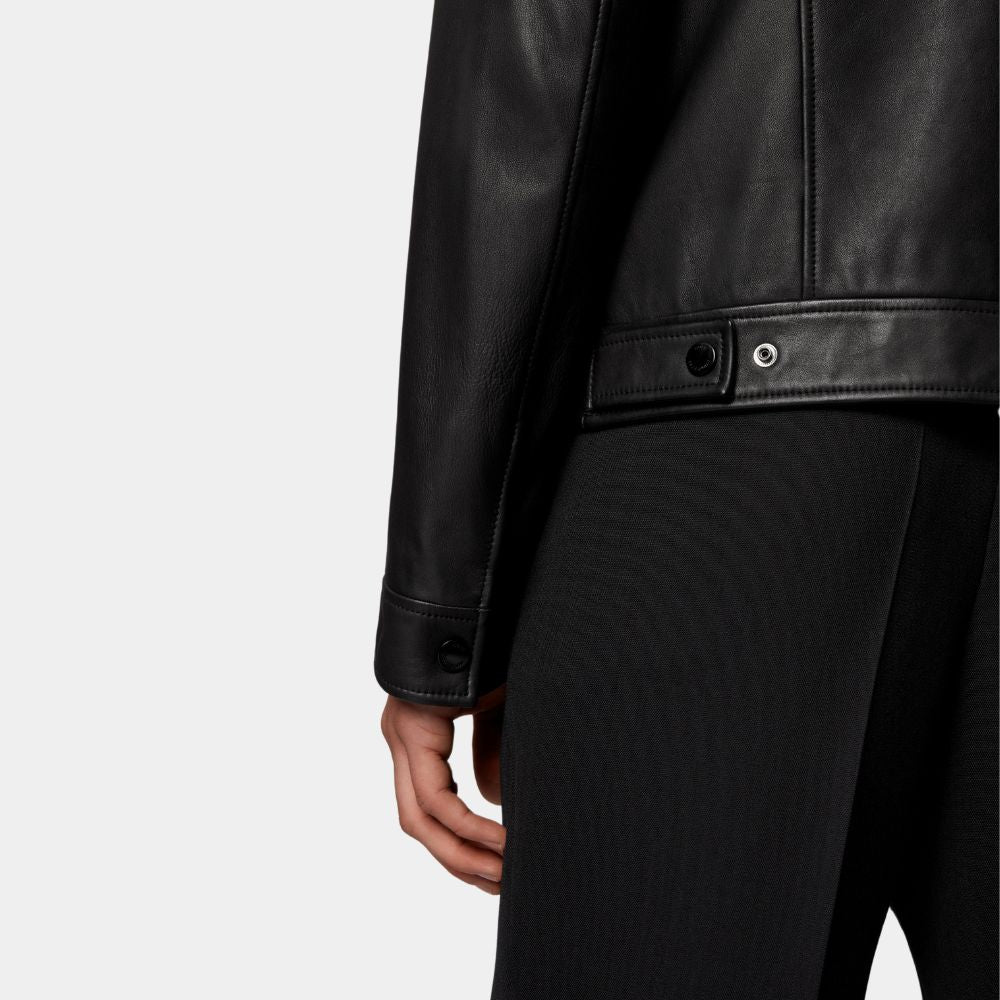 Bad Boys Ride or Die Mike Lowrey Black Leahter Trucker Style Jacket - Side Waist Straps View