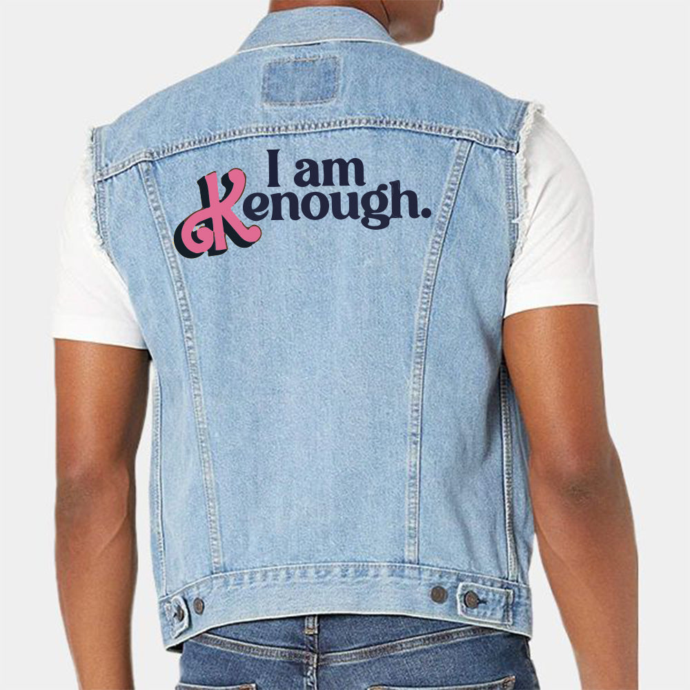 Barbie Movie Ryan Gosling Blue Back Printed Denim Vest  - Back View