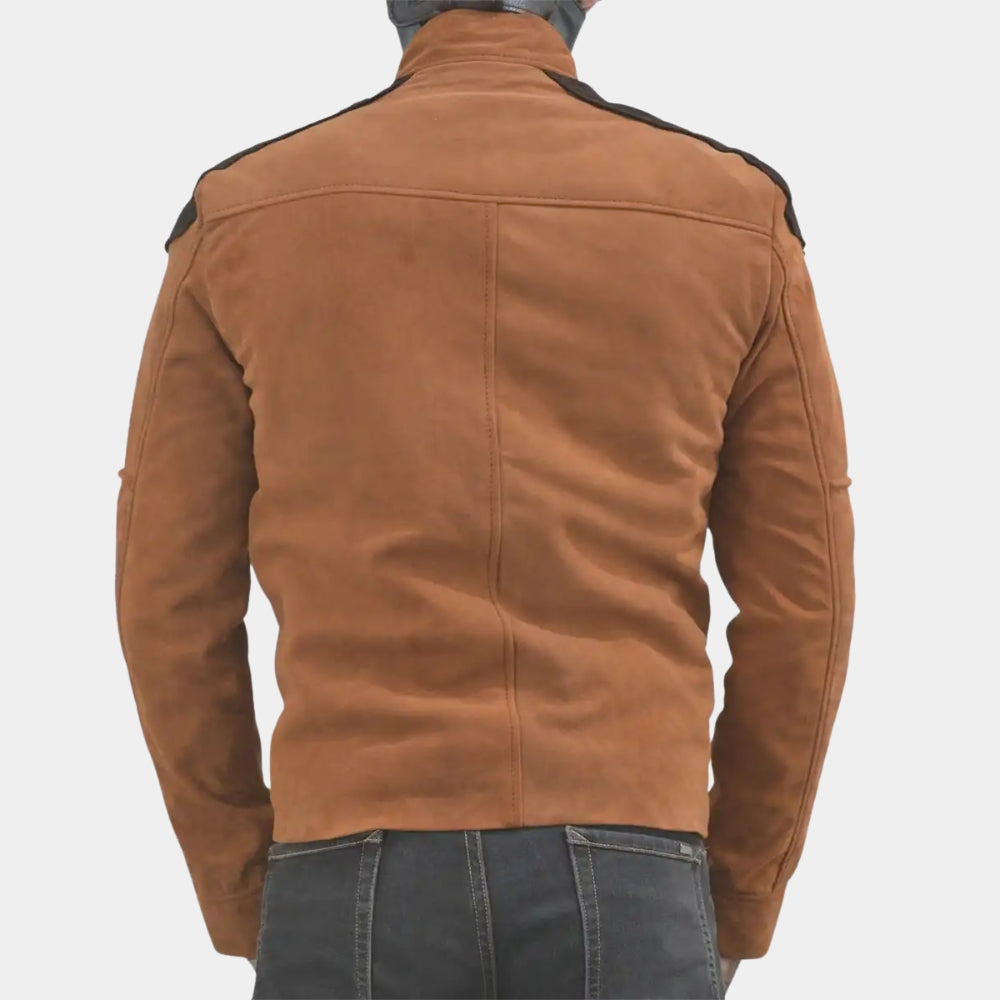 Battlestar Galactica  Warriors Viper Pilot Tan Suede Leather Flight Jacket - Back View