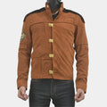 Battlestar Galactica  Warriors Viper Pilot Tan Suede Leather Flight Jacket - Front View