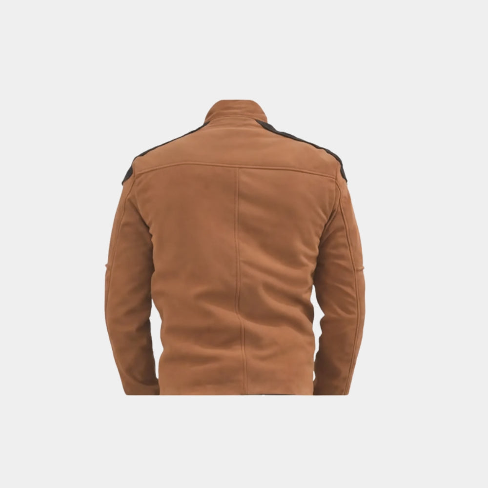 Battlestar Galactica  Warriors Viper Pilot Tan Suede Leather Flight Jacket - Mannequin Back View